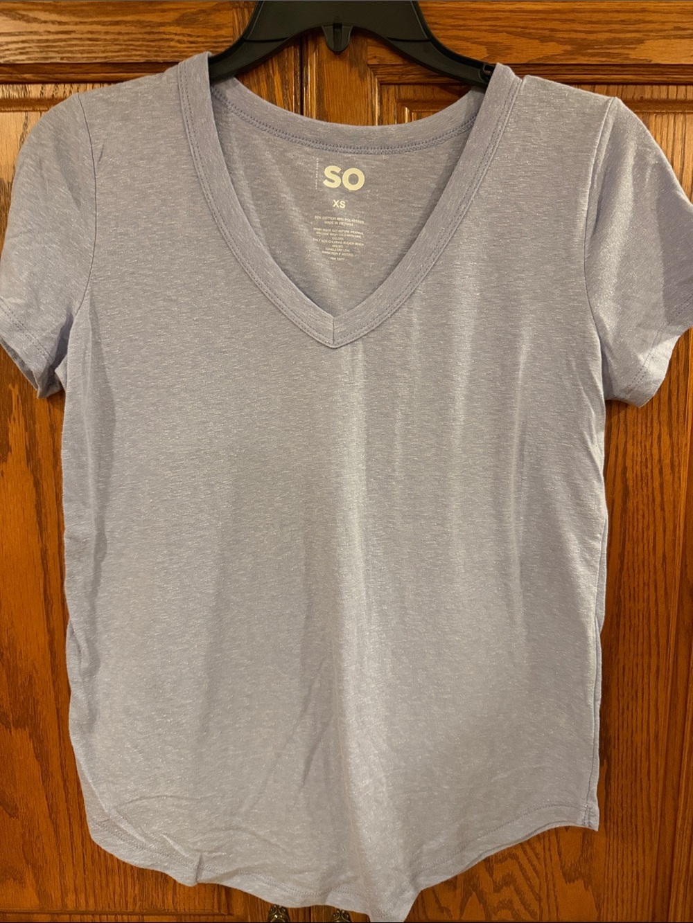 SO Women's Short-Sleeve V-Neck Tee in periwinkle purplish- Blue *NWOT